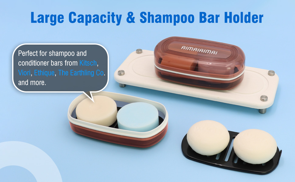 AIMAIAIMAI Bar Shampoo Holder, Travel Soap Container, Large