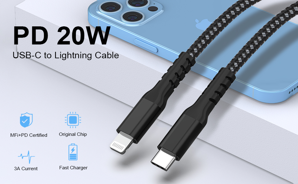 AHGEIIY USB C to Lightning Cable, [Apple MFi Certified] USBC to Lightning Charging Cord 1M