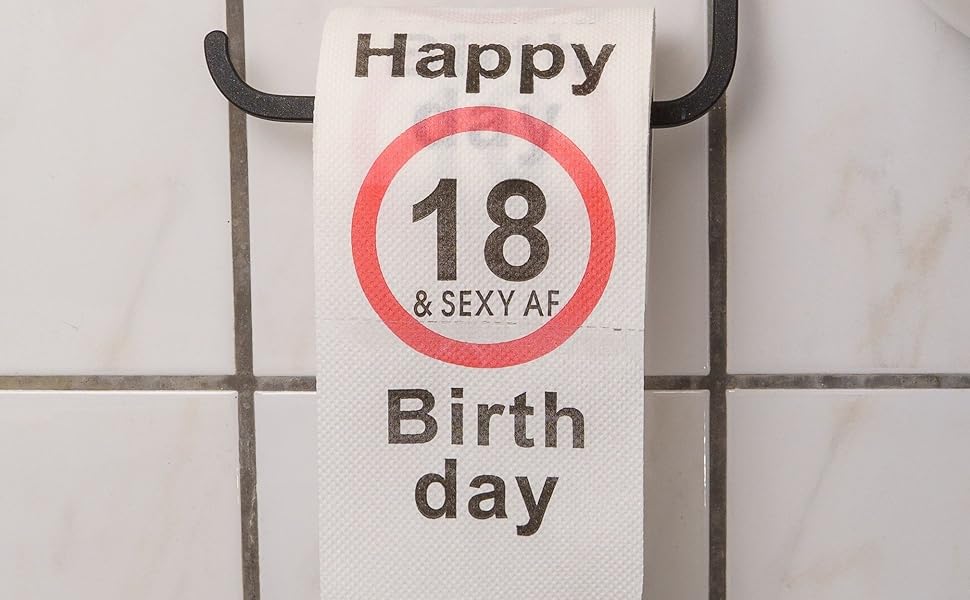 Happy 18 und Sexy AF Birthday Klopapier, 2 Pack, Dekoration und Verpackung für den 18. Geburtstag