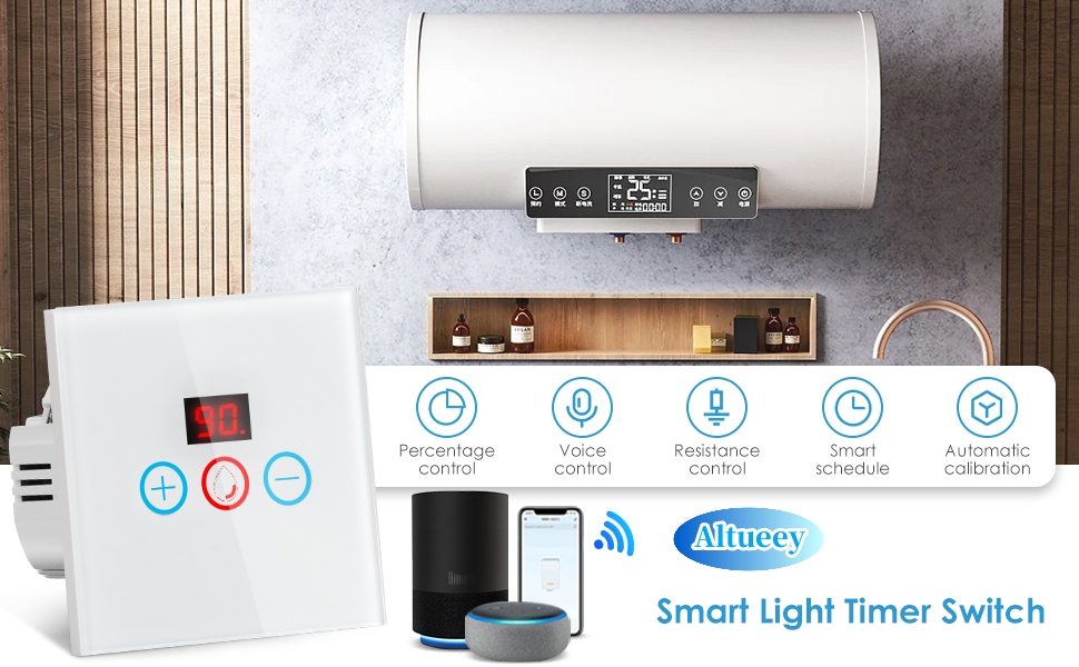 Altueey Smart Immersion Heater Timer Switch, 20A WIFI Smart Water Heater Timer Switch, Smart