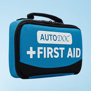 Blue first aid kit for usage in car suv or truck