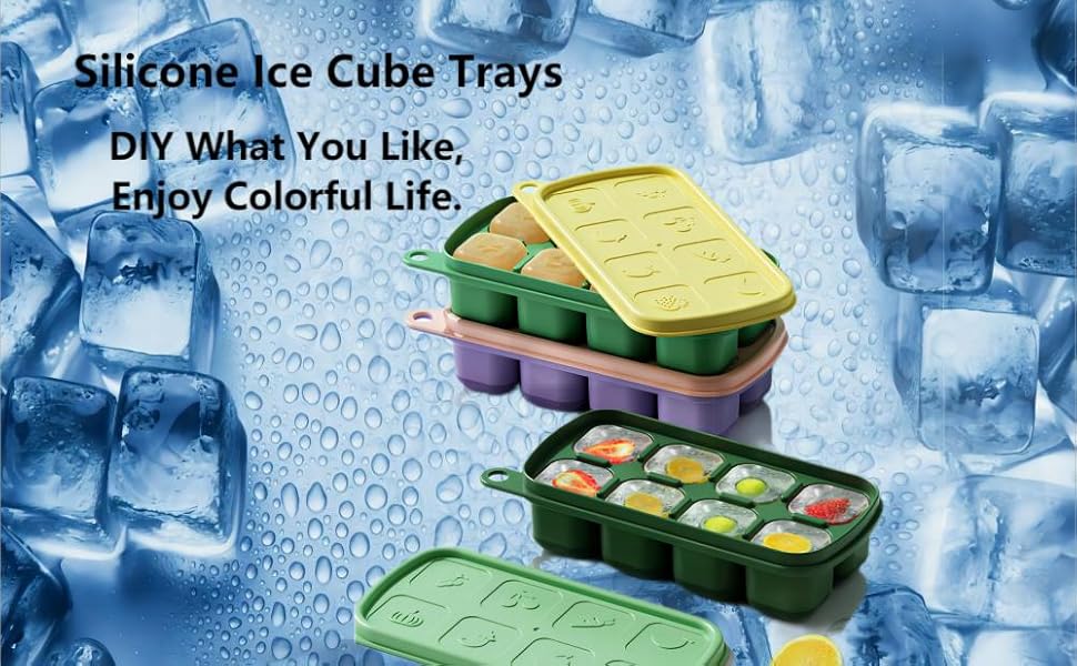 3 Packs Mini Ice Cube Trays Easy Release Flexible Ice Trays