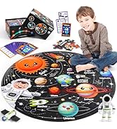 Solar System Round Puzzles for Kids Ages 3-8, 70 Piece Floor Puzzles Large Space Planets Astronau...