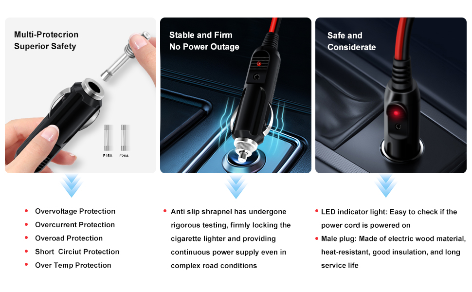 car cigarette lighter extension cable