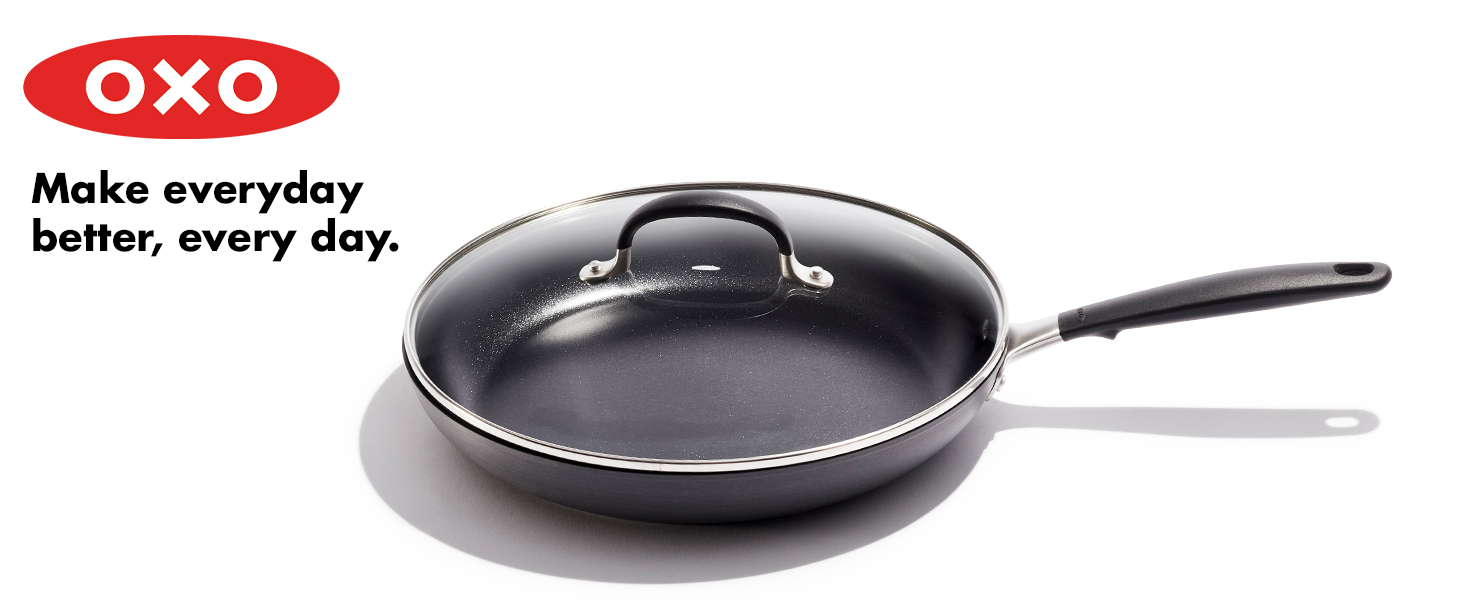 Oxo,OXO,lid,pan,frying pan,cookware,covered pan,pan with lid,nonstick,aluminum,nontoxic