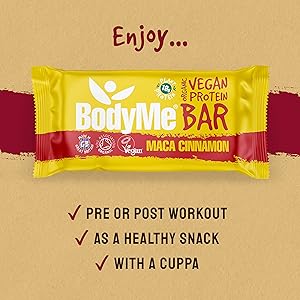 bodyme powder organic vegan treats gluten free vitamin protein bar cold press maca cinnamon raw