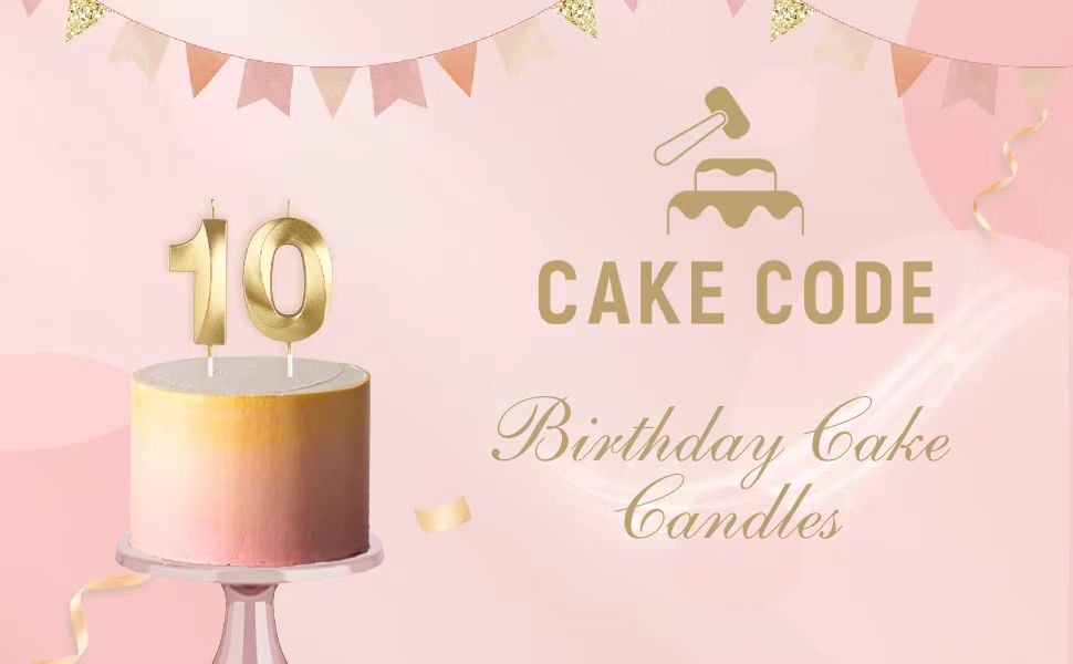 CAKE CODE 2.76 Inch Diamond Gold 12 Number Birthday Candles