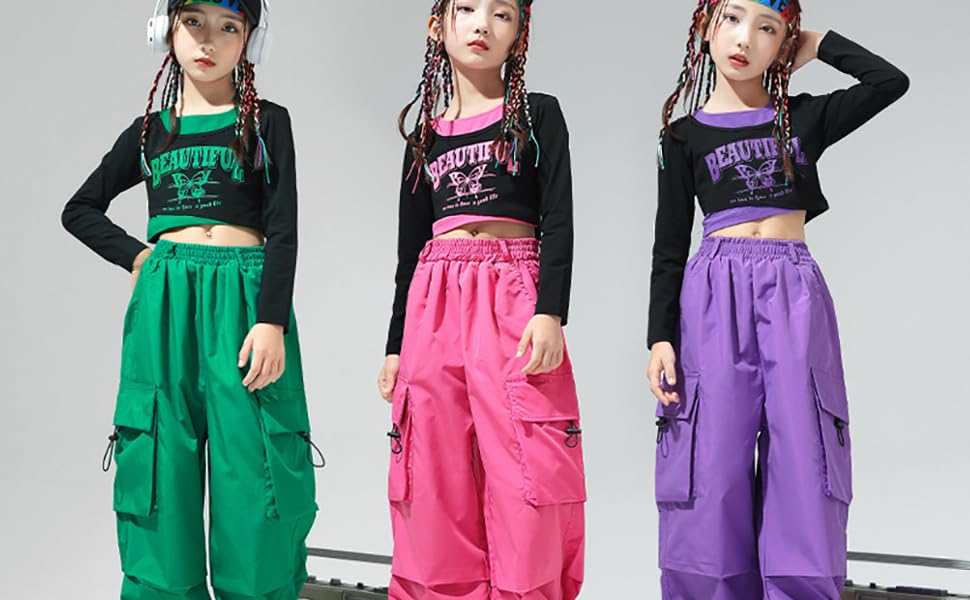 ダンス衣装　セットアップ　女の子　140cm Amazon.co.jp: [FLASHOON] ダンス 衣装 キッズ 女の子服
