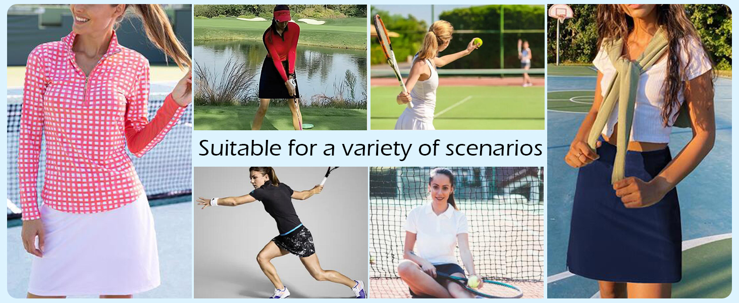 Jhsnjnr Women's Golf Skorts with Pockets Knee Length Elasticated Waist Active Athletic Tennis Skirt 8 Fashion Show