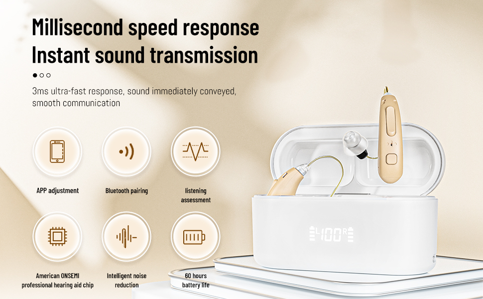 Instant sound transmission,Biuetooth pairing,APP adjustment