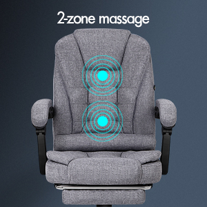 ELFORDSON Massage Office Chair With Footrest Executive Gaming Seat Breathable Fabric Upholstery, Grey 15 DP06