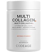 Codeage Multi Collagen Protein Powder Hydrolyzed, Type I, II, III, V, X, Grass Fed All in One Sup...