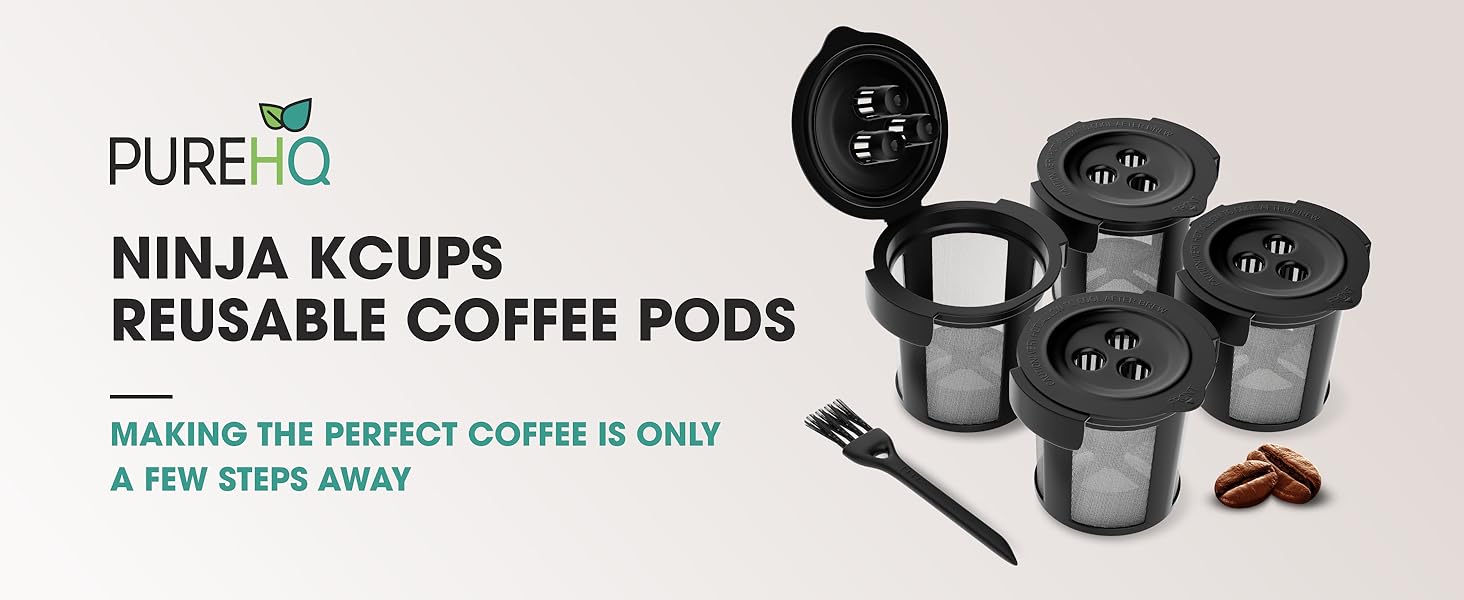 4 Ninja Reusable Coffee Filter Pods for Ninja Dual Brew