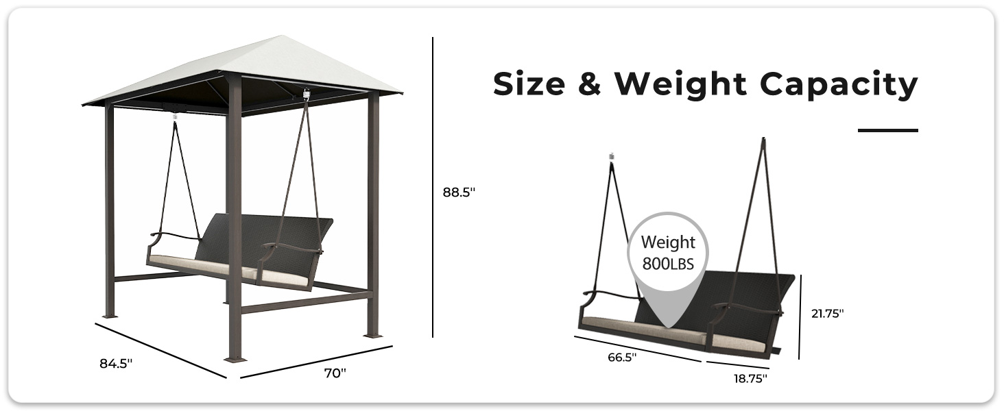 Grand Patio Outdoor Porch Swing 3Seat with Canopy