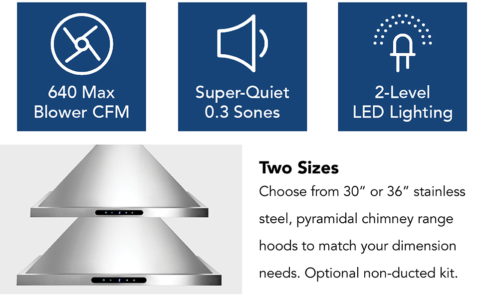 BroanNuTone EWP1366SS Elite 36" 640 Maximum CFM Pyramidal Chimney