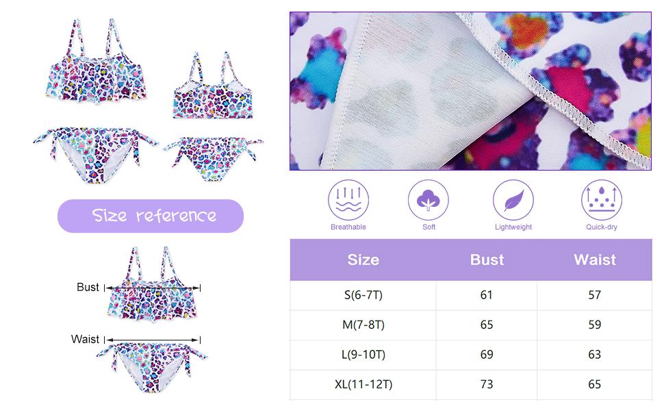 Ruffle Beach Sport Swimwear Size Chart