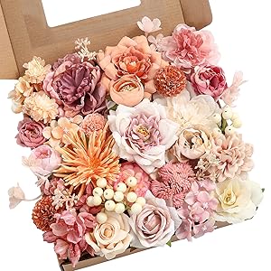 Artificial Flowers Roses Bulk w/Stem for DIY Wedding Bouquets Corsages Centerpieces Arrangements