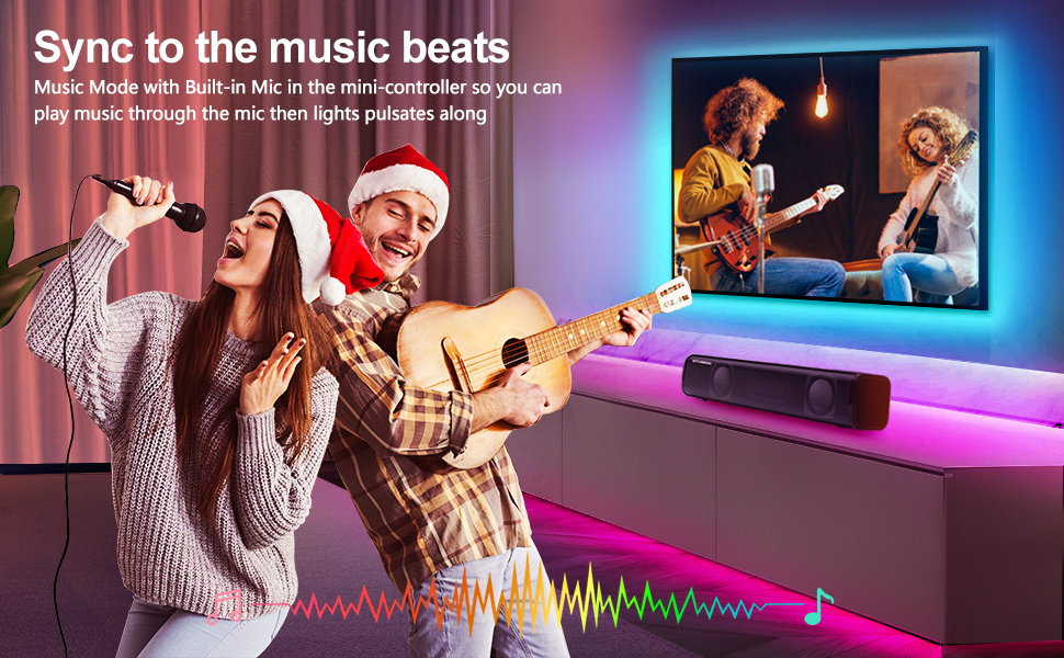 GOADROM 65.6ft Led Strip Lights RGB Music Sync Color Changing,Bluetooth Led Lights