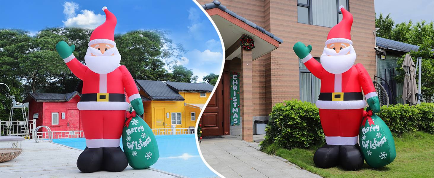 pool and garden santa decor