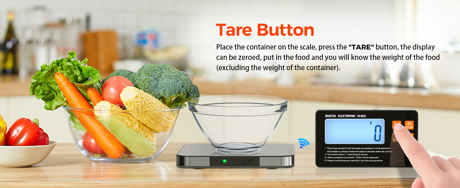 kitchen food scale tare button