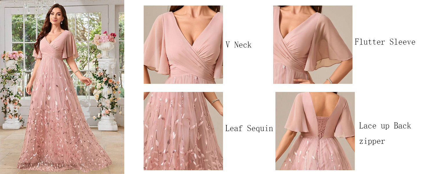 flutter sleeve mother of bride dress