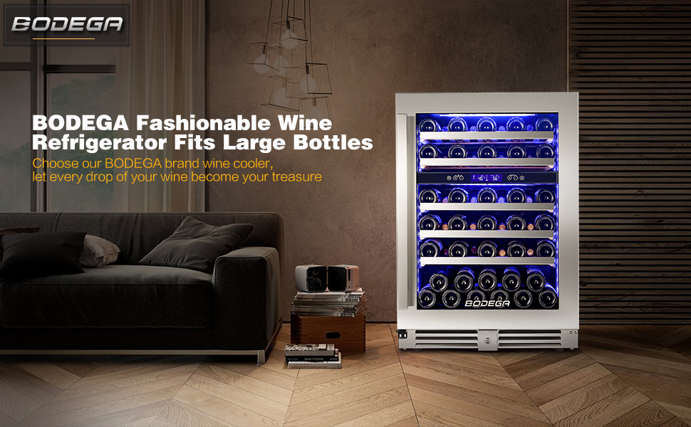 BODEGA 24 Inch Wine Cooler,56 Bottle Wine Refrigerator Dual