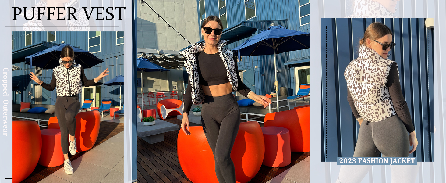 JZC Womens Crop Puffer Vest Lightweight Sleeveless Jacket 2023 Fashion Winter Padded Gilet