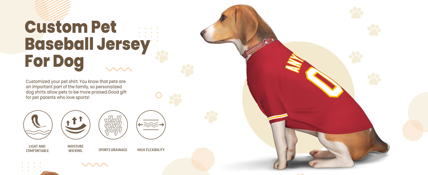 Custom Dog Baseball Jersey with Name Number Logo for Small