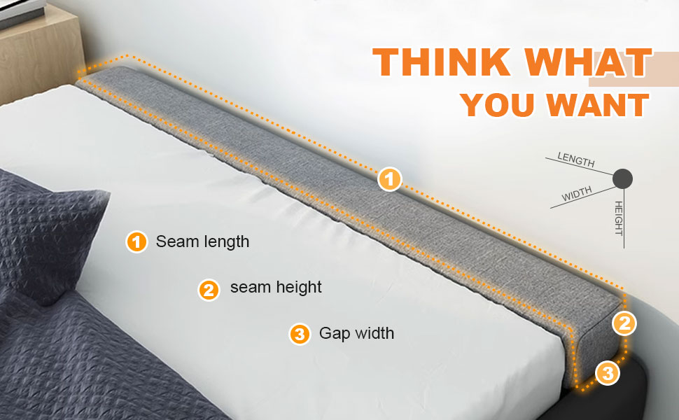 Custom Size Bed Gap Filler, 45D Sponge Headboard Gap Filler King, Bed