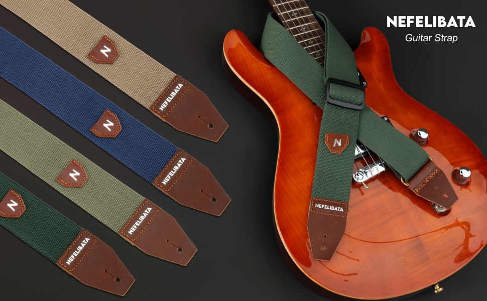 Nefelibata Guitar Strap with Pick Pocket, 100 Cotton Full