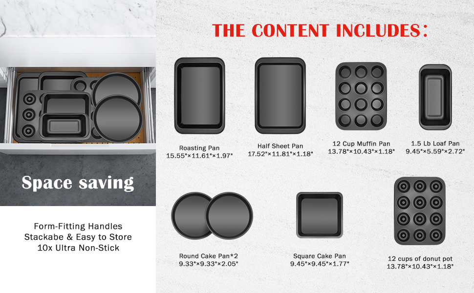 Bakeware Sets;Baking Pans Set;Carbon Steel Bake Set;Bake Set;Nonstick Baking Pans Set;Baking Tray