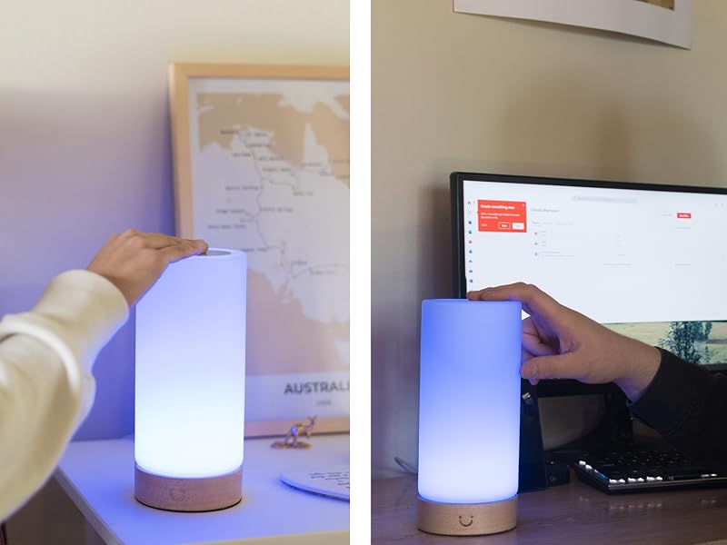 LuvLink Cylinder Friendship Lamp v2 Extended WiFi Range Bluetooth Setup Wood & Glass Design