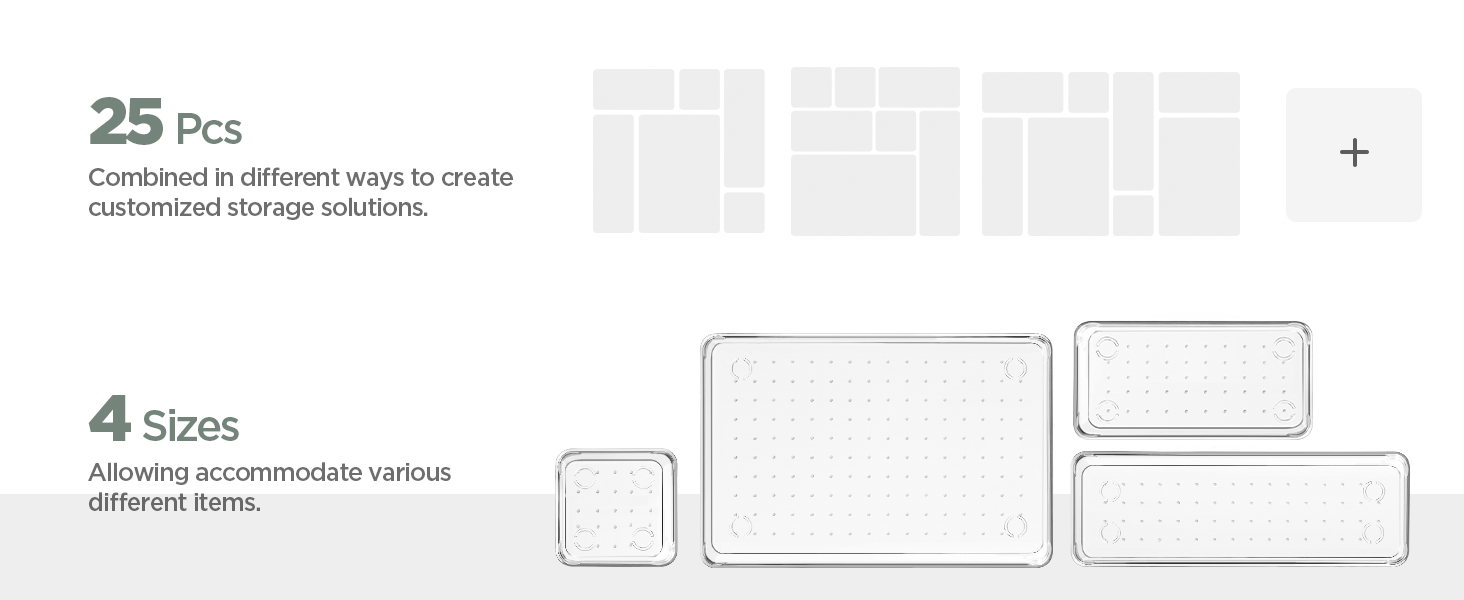 InnoGear Drawer Organiser 25 Pcs Desk Drawer Organisers Trays Makeup