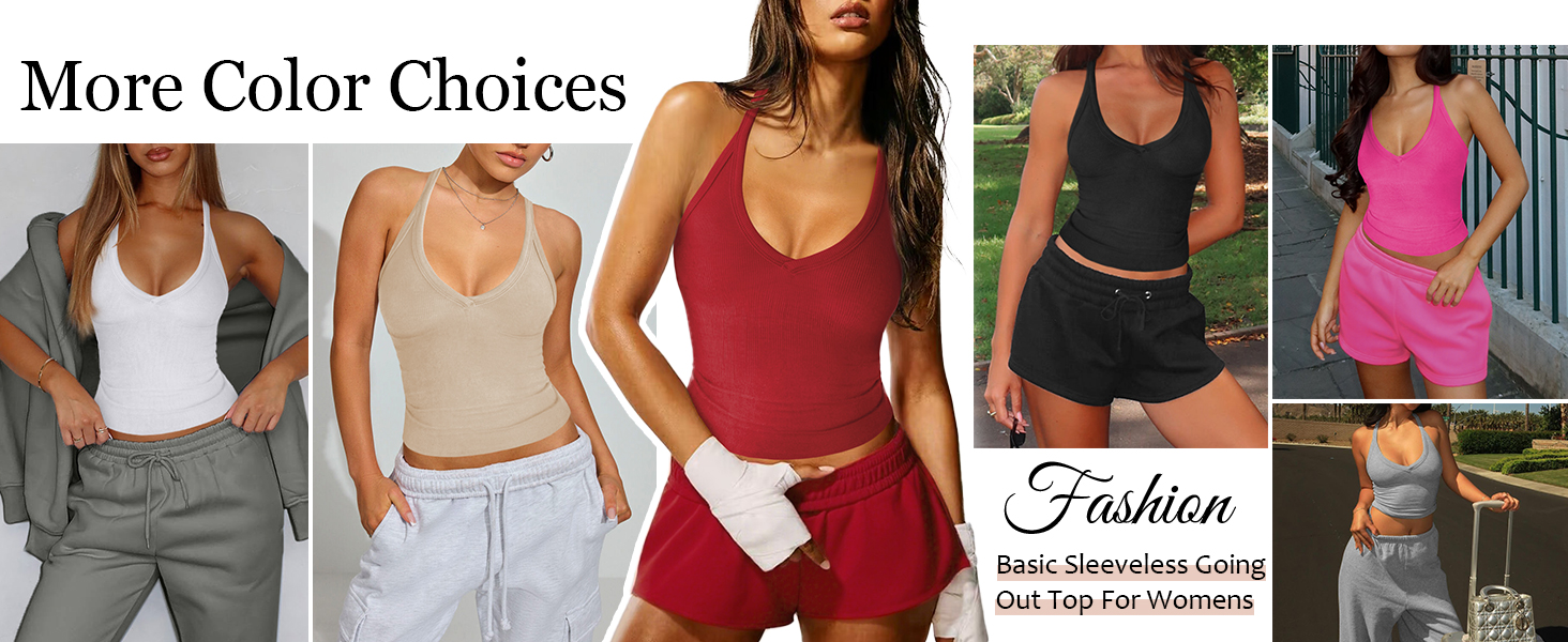 Women's Workout Tank Tops Summer Sexy Deep V Neck Racerback Ribbed Yoga Gym Tank Tops 