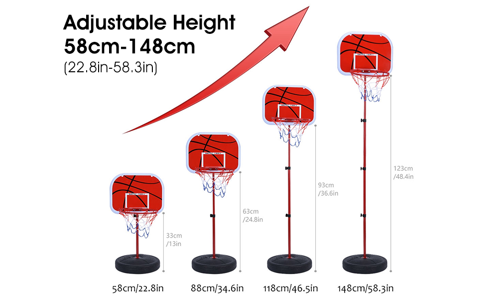 Basketball Hoop Set, Height Adjustable Backboard Score