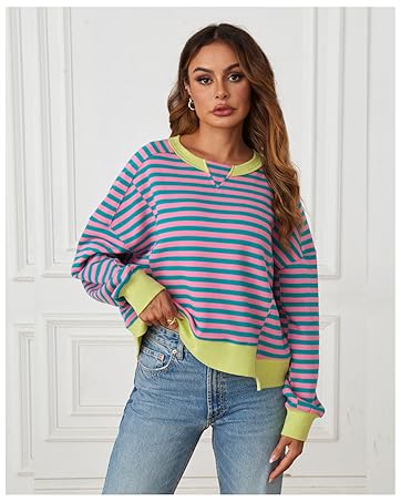 womens striped sweatshirt