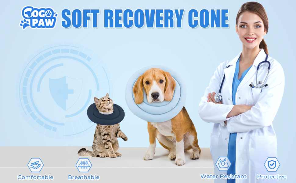 GoGoPaw Soft Dog Cone for Small Medium Dogs and Cats