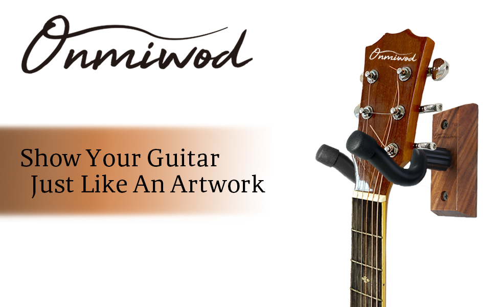 Onmiwod Guitar Wall Mount, Black Walnut Wood Guitar Hanger, UShaped Guitar Wall