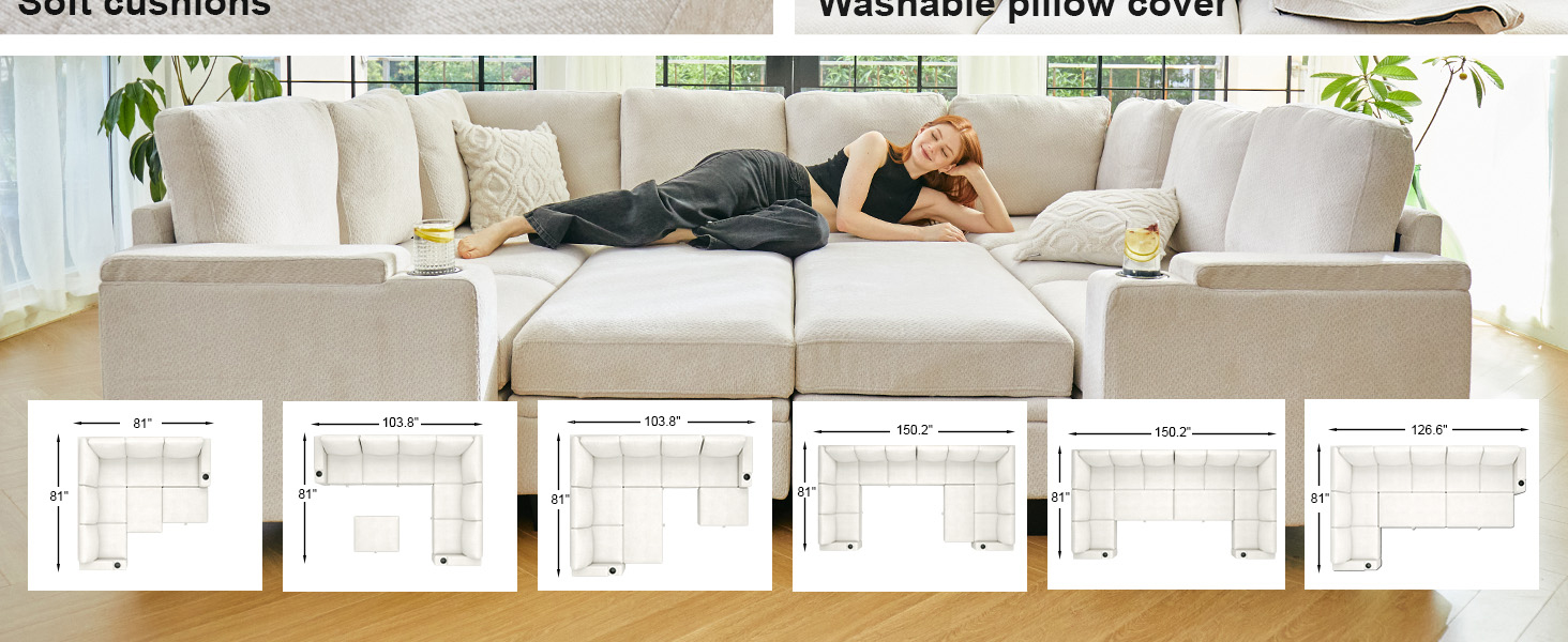 Belffin Modular Sectional Sofa Couch with Storage U Shape