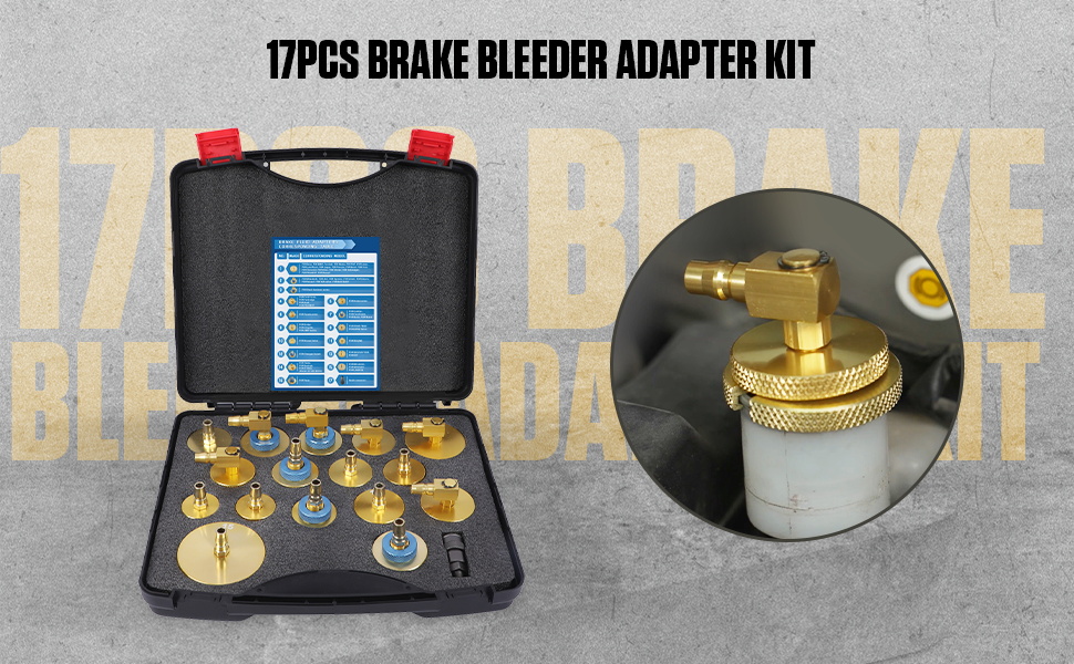 Brake Bleeder Adapter Set 17PCS Brake Bleeder Adapter Kit