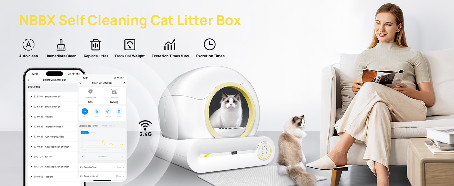 NBBX Self Cleaning Litter Box, Automatic Cat Litter Box