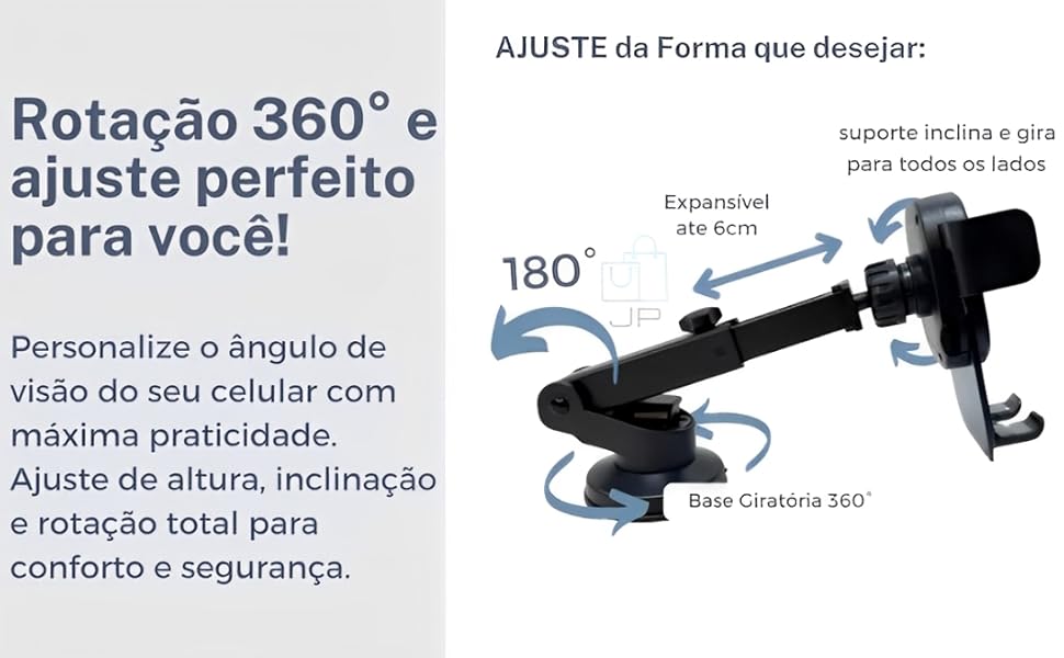 suporte de celular carro com ventosa painel e parabrisa rotação 360 ajustestavel