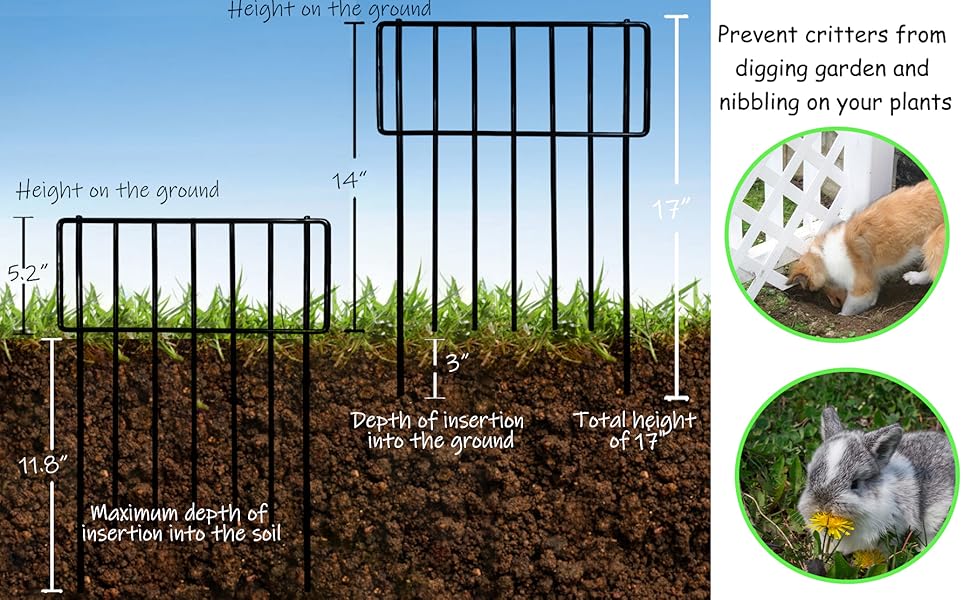 Thrivinest Animal Barrier Fence, 10 Pack No Dig Fence