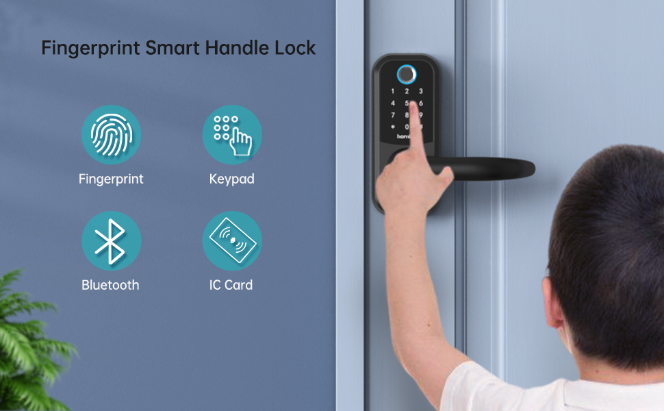 Smart Lock,Hornbill Keyless Entry Door Lock with Handle, Fingerprint