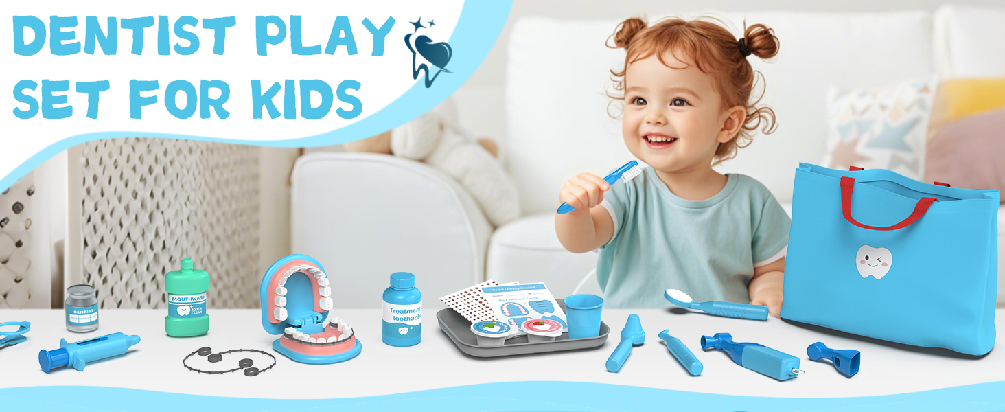 dentist play set for toddles 3-5 doctor kit toy gifts girls boys kids 2 3 4 5 pretend play dental