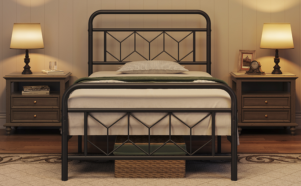 Minimalistischer Einzelbett mit Geometrischem Design 1