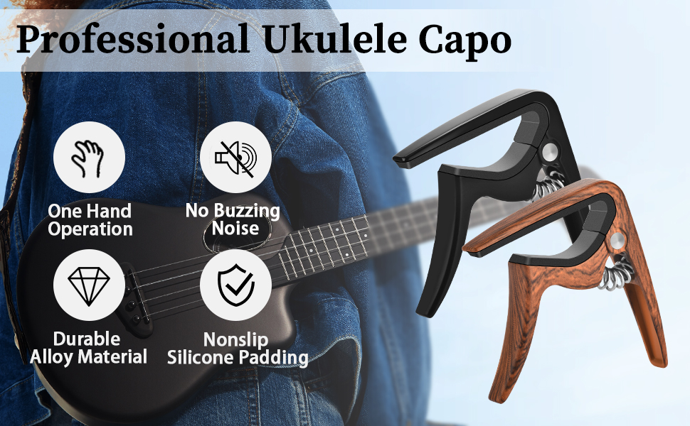 Ukulele Capo, 2 Pack Capos for Ukulele, Professional