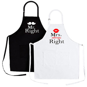 Nomsum Aprons for Couples - Mr. Right and Mrs. Always Right