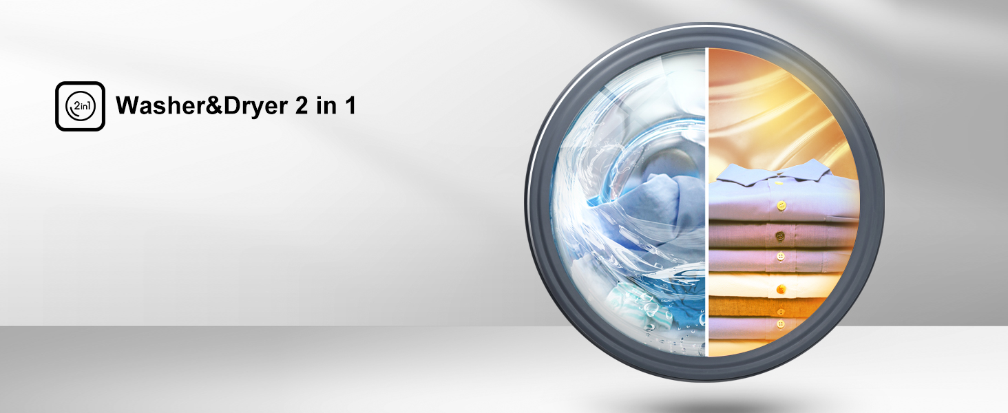 10KG washer and 6KG dryer provide smart laundry solutions, saving space, highlighting life quality.