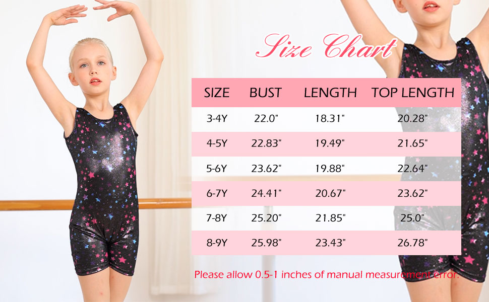 Girls Leotard for Gymnastics Sparkly Ballet Unitard Biketards 